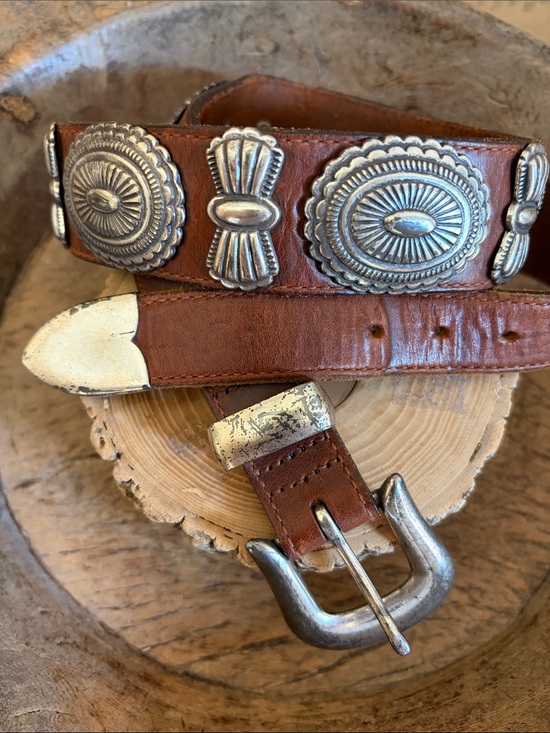 Billy Belts Accessories - Vintage Billy Belts Calif Brown Leather Western Concho Belt Sz 30